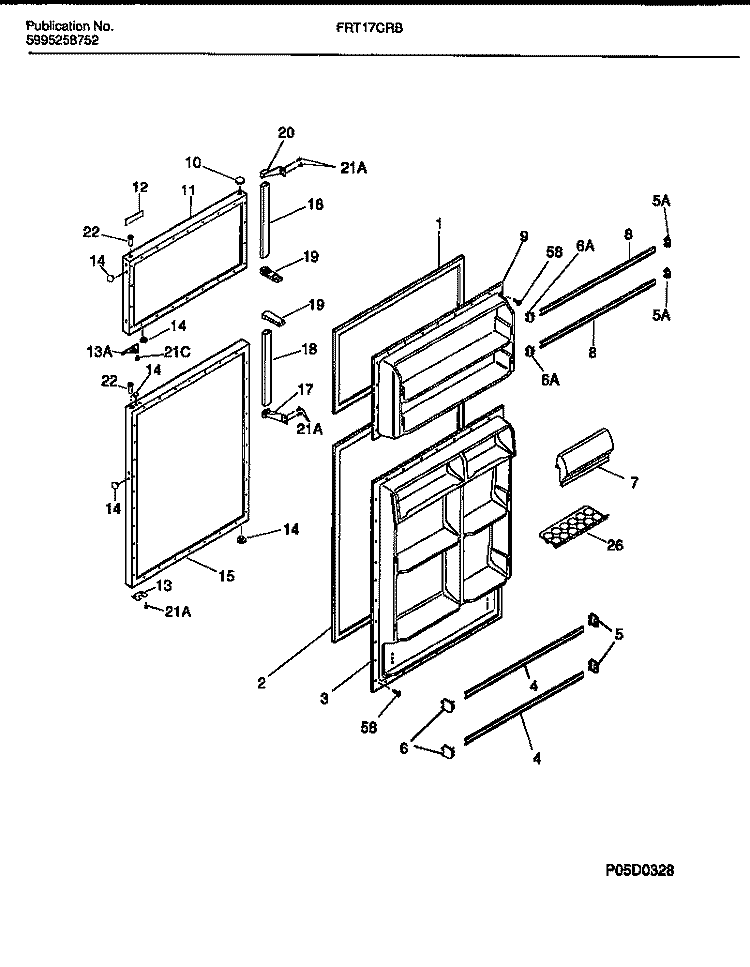 DOOR SECTION Diagram and Parts List for FRT17CRBD2  Frigidaire Refrigerator