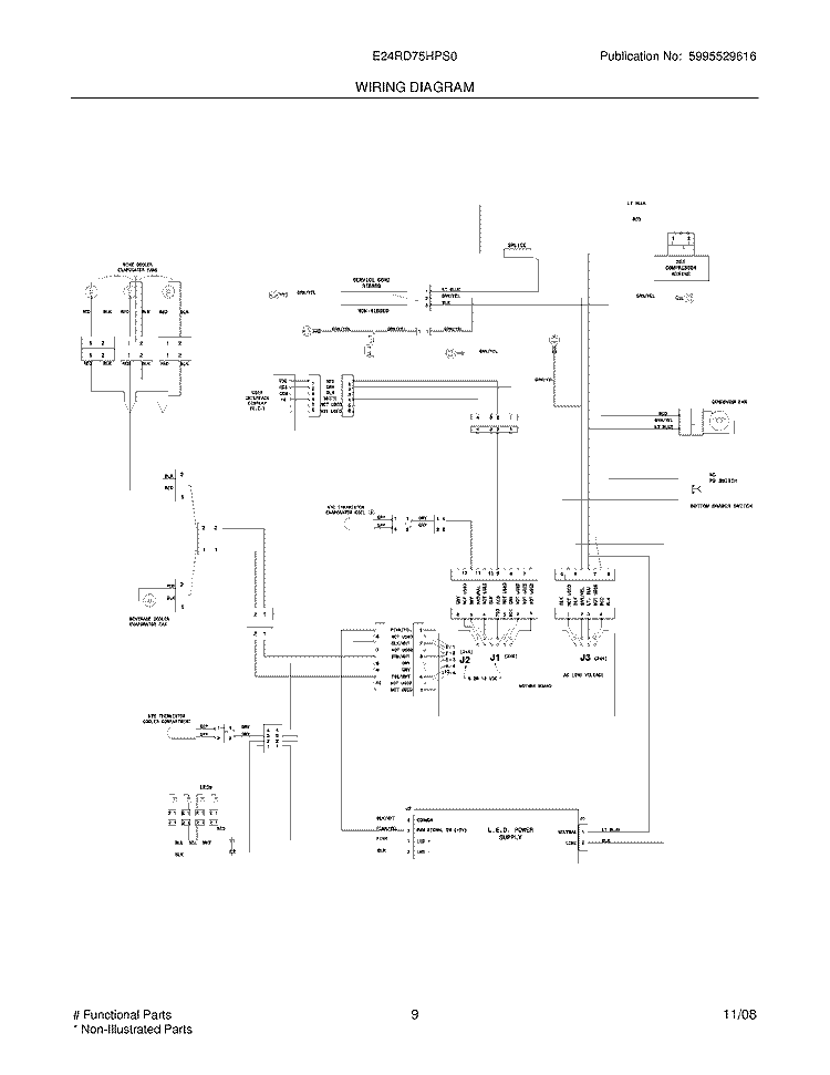 WIRING DIAGRAM Diagram and Parts List for E24RD75HPS0  Electrolux Refrigerator