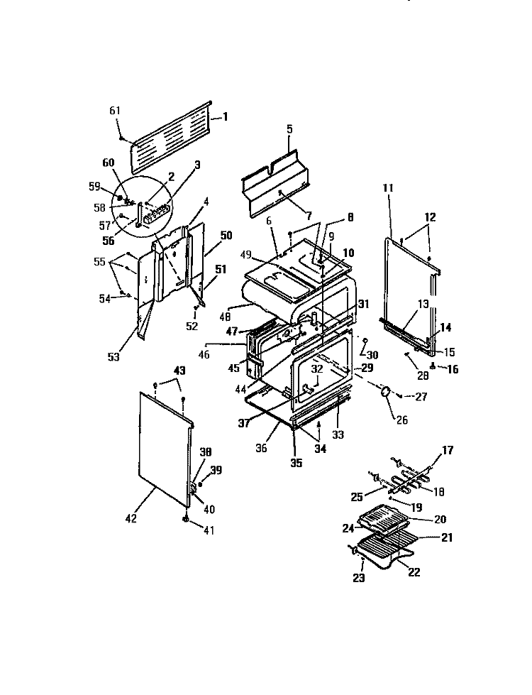 BODY, SIDE PANELS Diagram and Parts List for KF300GDD2  Frigidaire Range