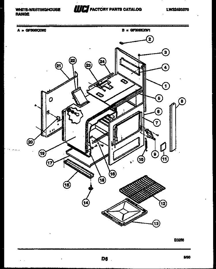 BODY PARTS Diagram and Parts List for GF306KXD1  Frigidaire Range