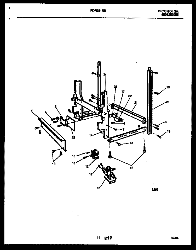 POWER DRY AND MOTOR PARTS Diagram and Parts List for FDR251RBR0  Frigidaire Dishwasher