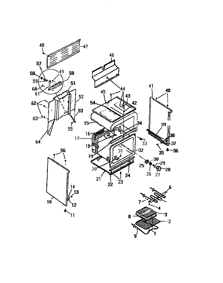 BODY, SIDE PANELS Diagram and Parts List for KF520GDW2  Frigidaire Range