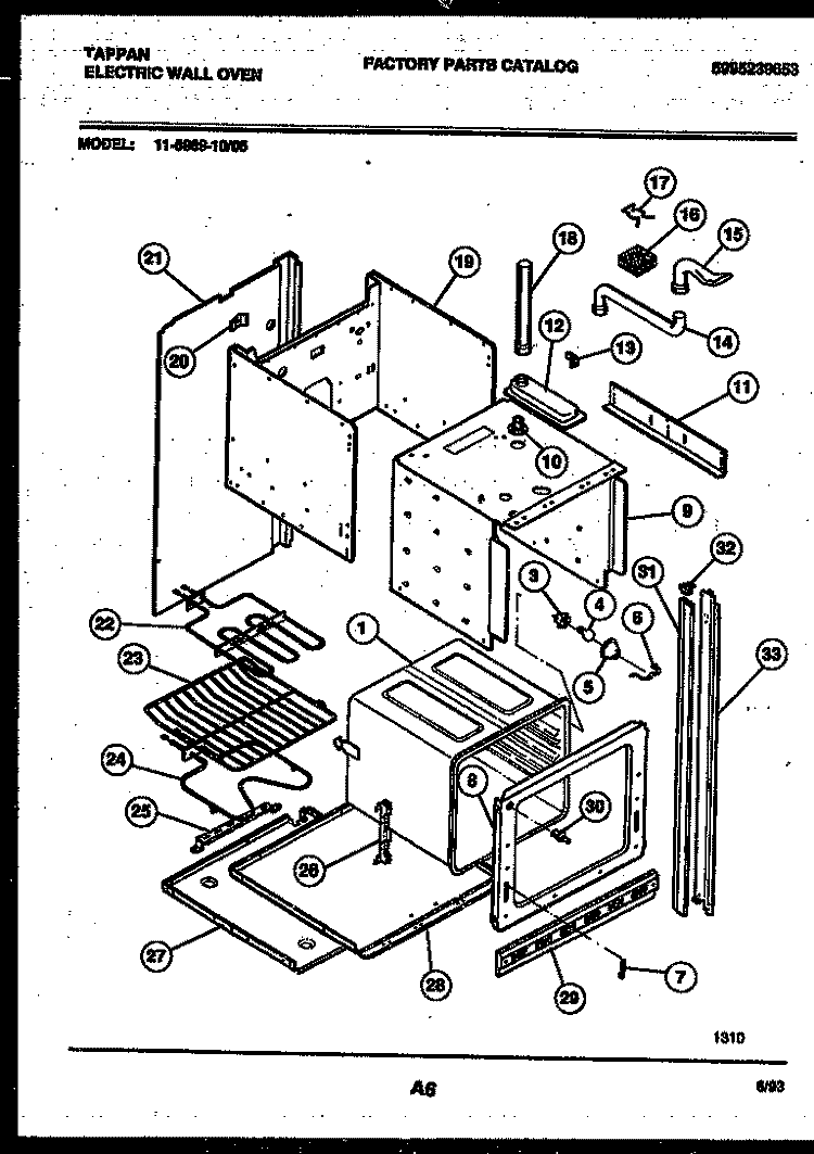 BODY PARTS Diagram and Parts List for 11-5969-00-05  Tappan Wall Oven