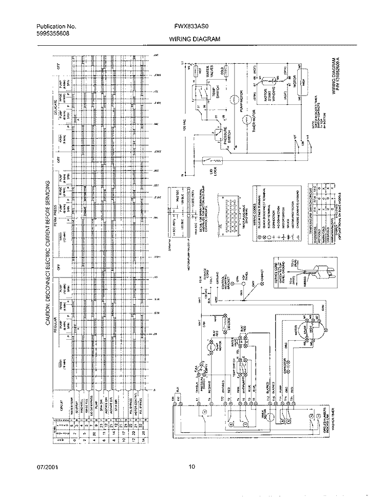 131982600 WIRING DIAGRAM Diagram and Parts List for FWX833AS0  Frigidaire Washer