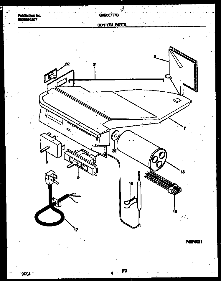 CONTROL PARTS Diagram and Parts List for GAB067T7B1  Gibson Air Conditioner