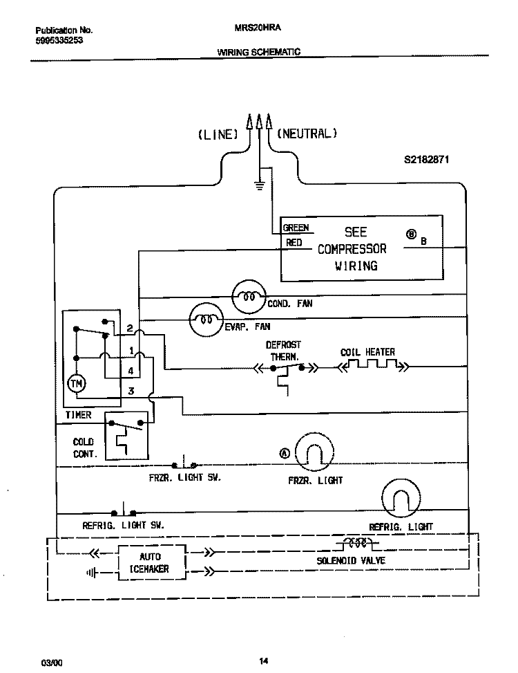 WIRING DIAGRAM Diagram and Parts List for MRS20HRADB  Frigidaire Refrigerator