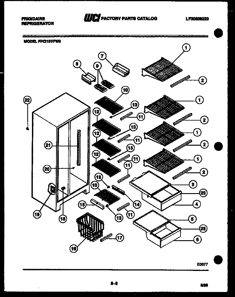 SHELVES AND SUPPORTS Diagram and Parts List for FPCI19VFH0  Frigidaire Refrigerator