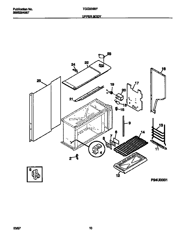 UPPER BODY Diagram and Parts List for TGO336BFDB  Tappan Range