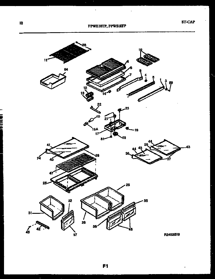 SHELVES AND SUPPORTS Diagram and Parts List for FPWS18PLL0  Frigidaire Refrigerator