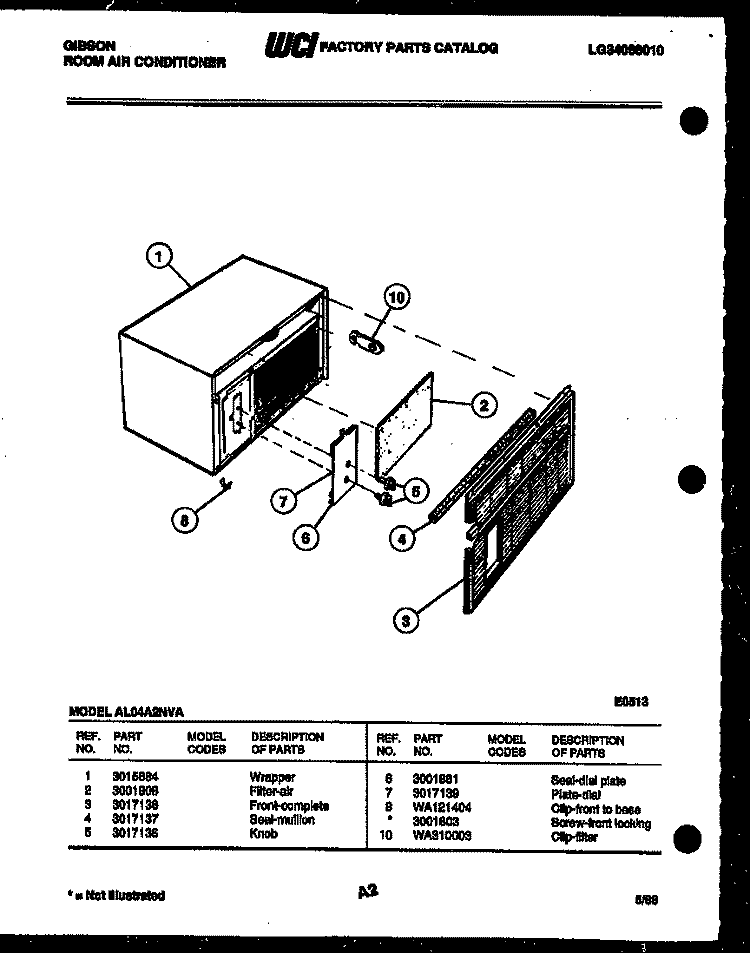 CABINET PARTS Diagram and Parts List for AL04A2NVA  Gibson Air Conditioner