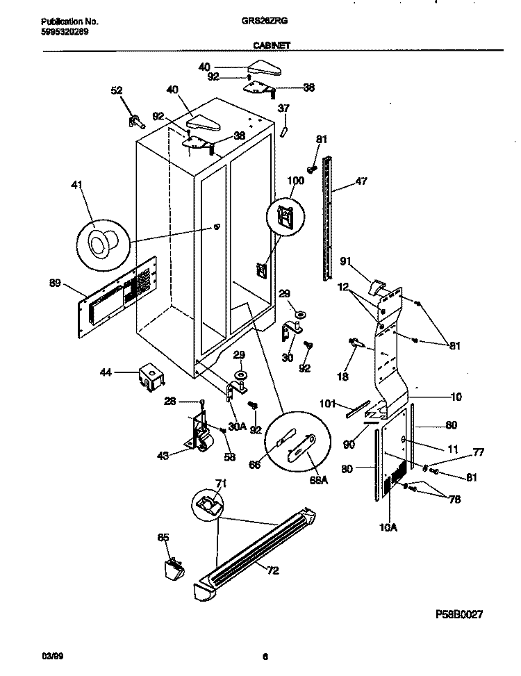 CABINET Diagram and Parts List for GRS26ZRGW5  Gibson Refrigerator