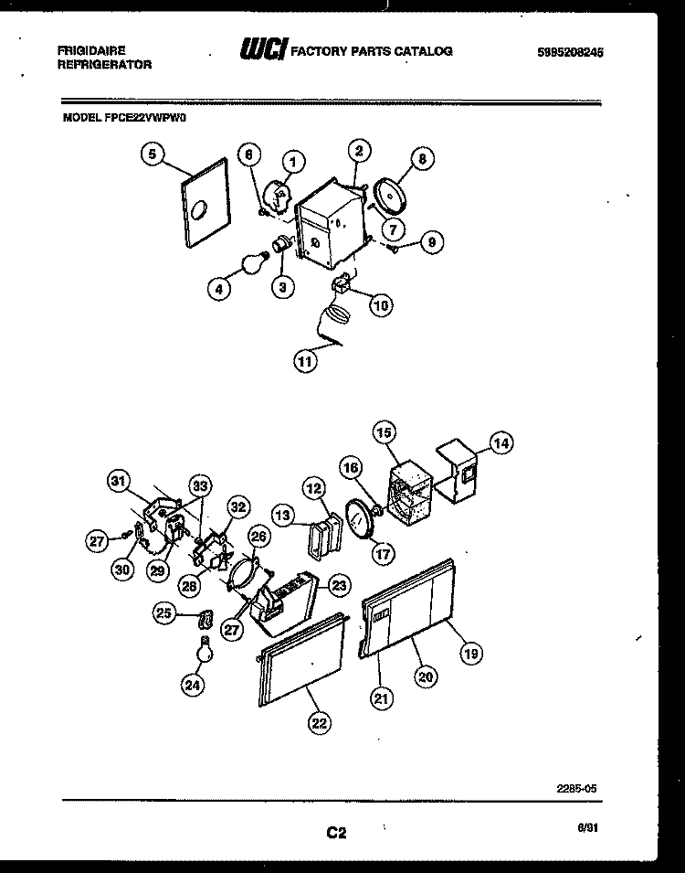 REFRIGERATOR CONTROL ASSEMBLY, DAMP Diagram and Parts List for FPCE22VWPL0  Frigidaire Refrigerator