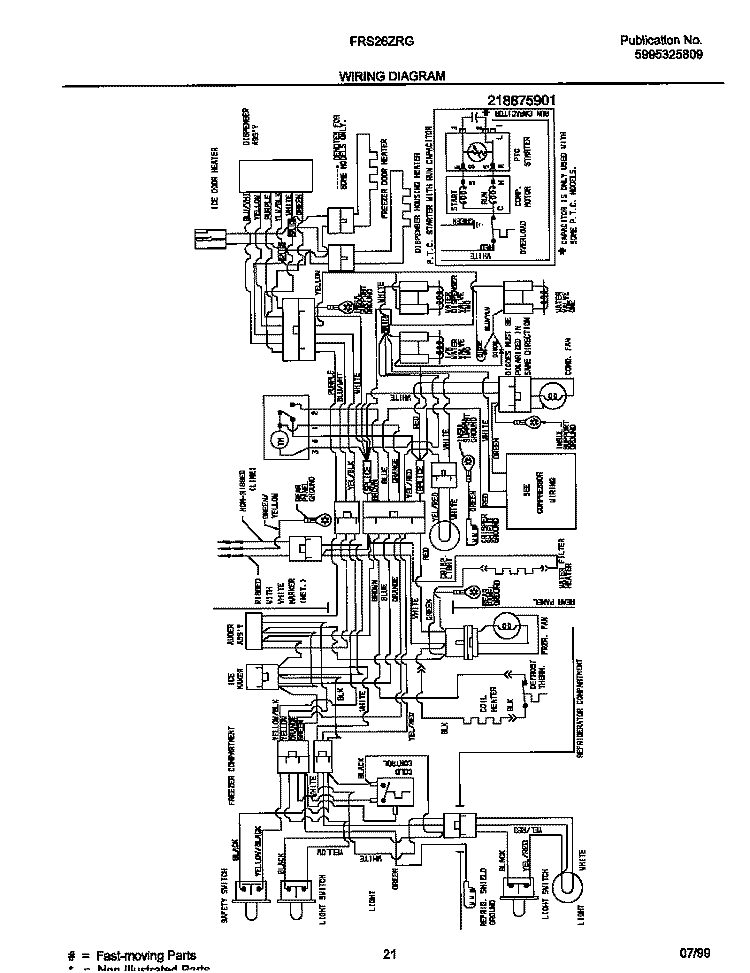 WIRING DIAGRAM Diagram and Parts List for FRS26ZRGB8  Frigidaire Refrigerator