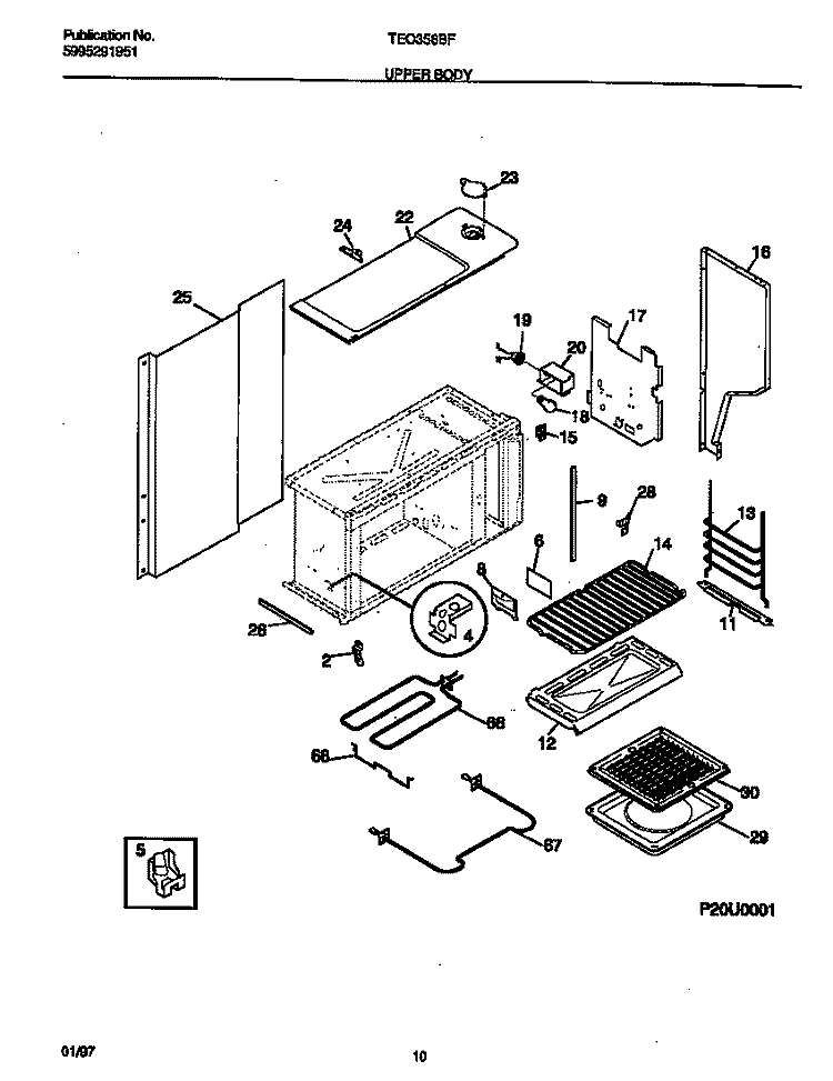 UPPER BODY Diagram and Parts List for TEO356BFDA  Tappan Range