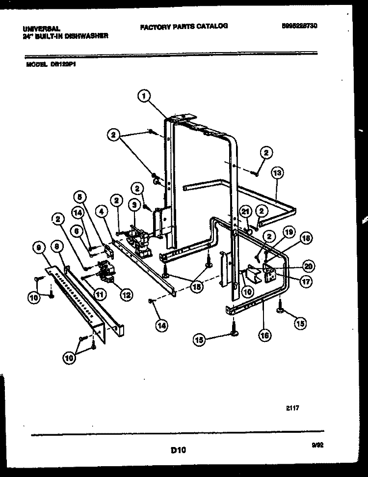 POWER DRY AND MOTOR PARTS Diagram and Parts List for DB120P1  Frigidaire Dishwasher