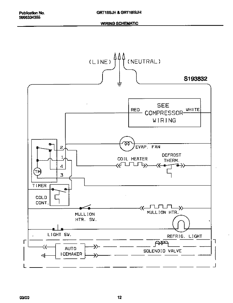 WIRING DIAGRAM Diagram and Parts List for GRT18ISJHD1  Gibson Refrigerator