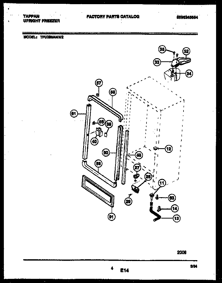 CABINET PARTS Diagram and Parts List for TFU09M4AW2  Tappan Freezer