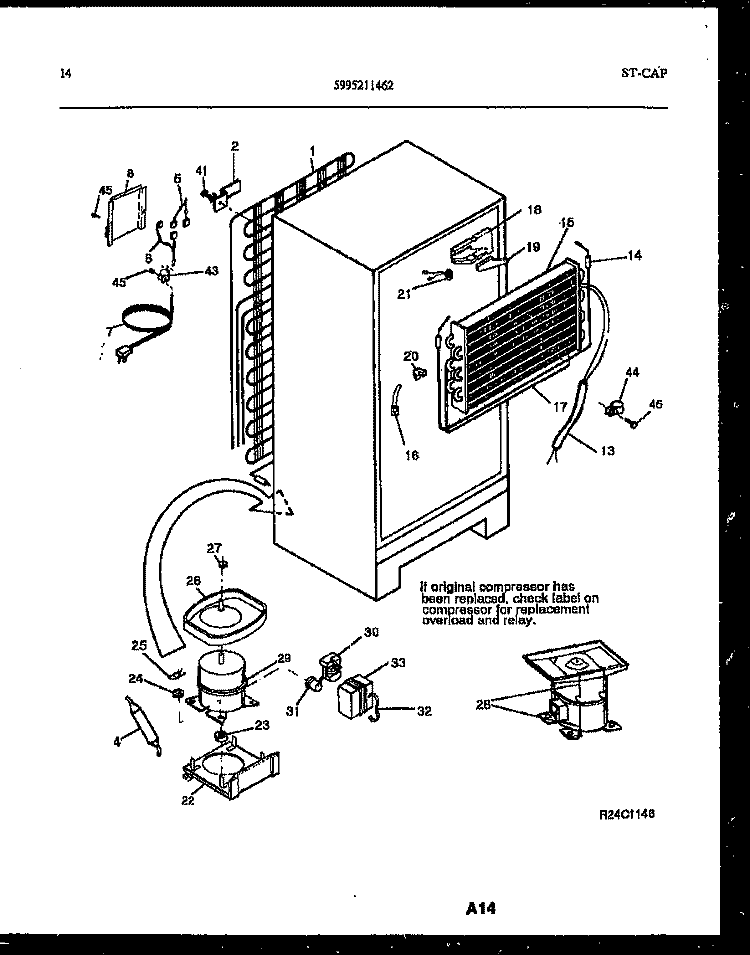 SYSTEM AND AUTOMATIC DEFROST PARTS Diagram and Parts List for FPE19TRW0  Frigidaire Refrigerator