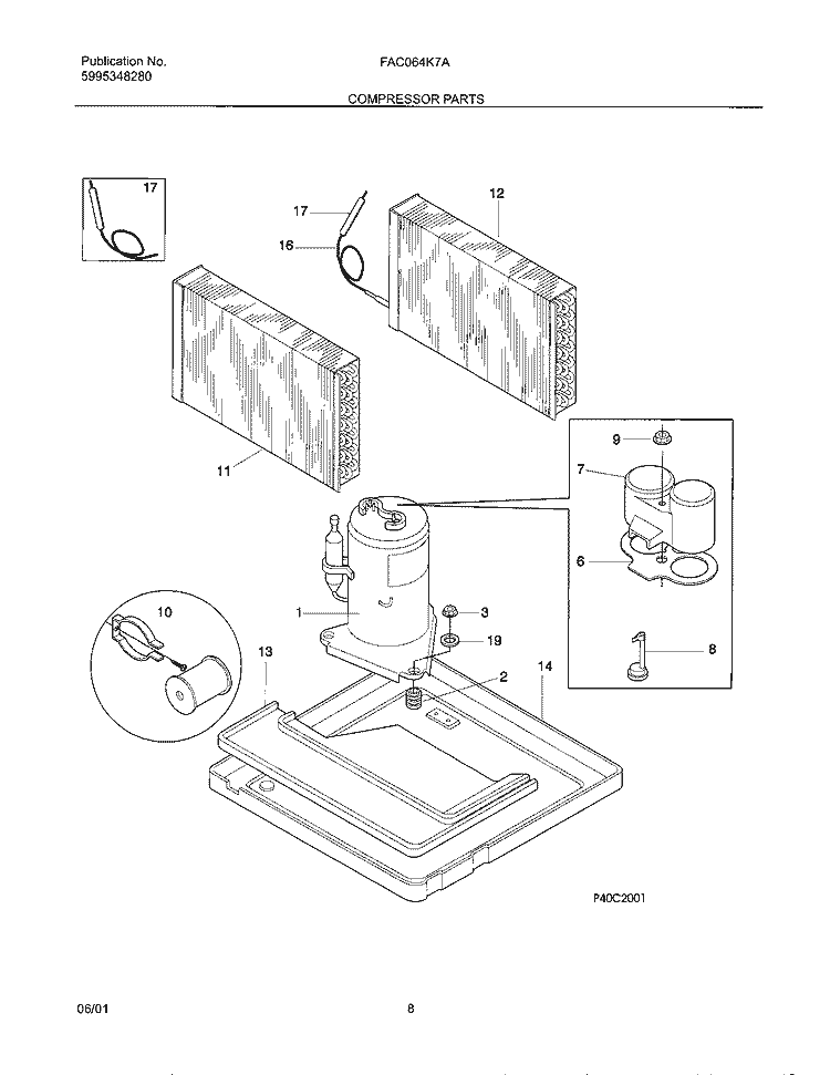 COMPRESSOR Diagram and Parts List for FAC064K7A1  Frigidaire Air Conditioner