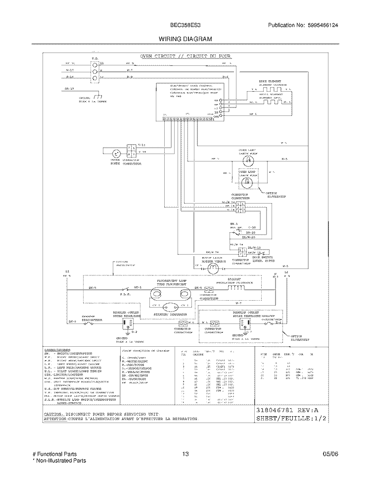 WIRING DIAGRAM Diagram and Parts List for BEC358ES3  Crosley Range