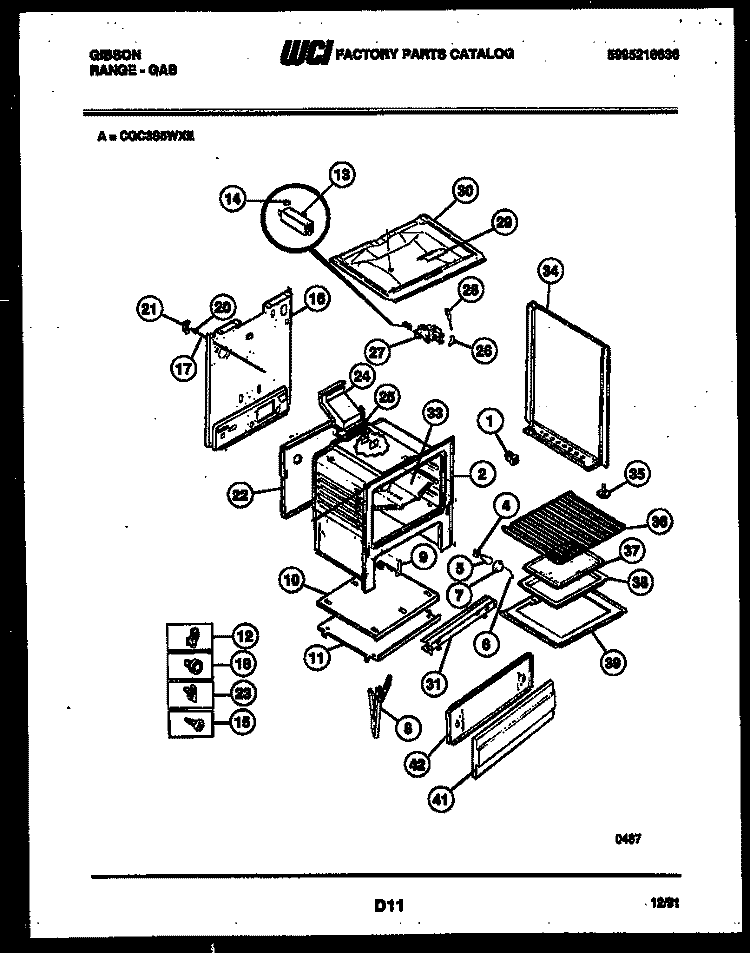 BODY PARTS Diagram and Parts List for CGC3S5WXE  Gibson Range