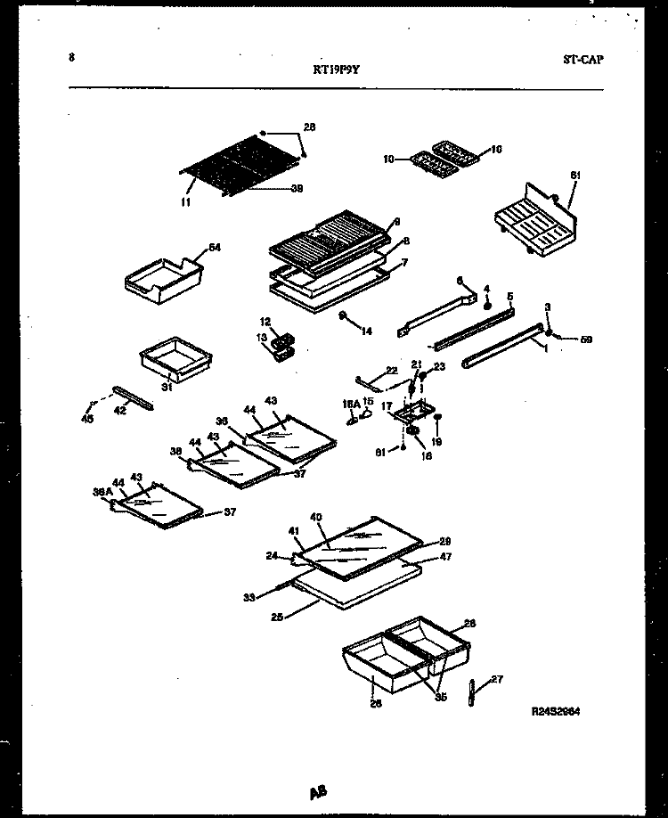 SHELVES AND SUPPORTS Diagram and Parts List for RT19F9DY3A  Gibson Refrigerator
