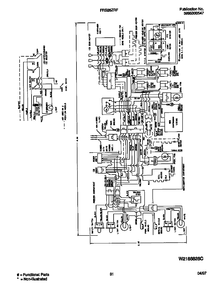 WIRING DIAGRAM Diagram and Parts List for FRS26ZRFW3  Frigidaire Refrigerator