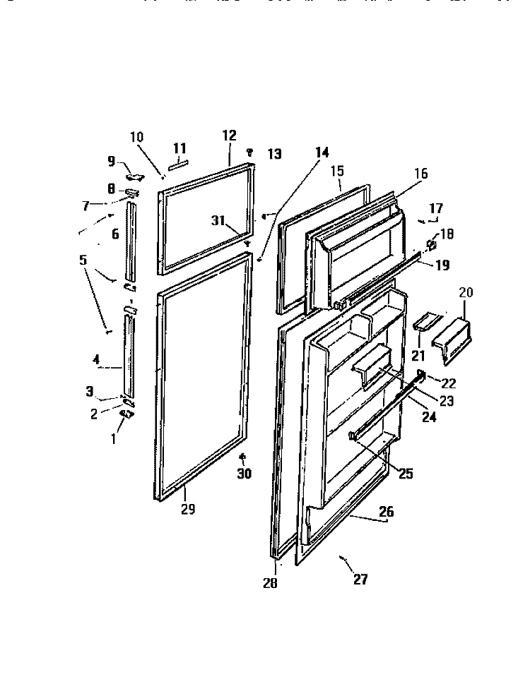 DOOR Diagram and Parts List for RT156HCH1  Frigidaire Refrigerator