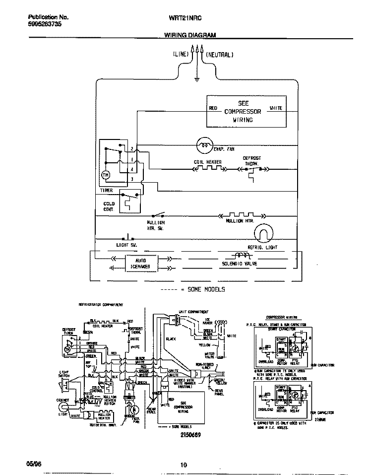 WIRING DIAGRAM Diagram and Parts List for WRT21NRCW2  Frigidaire Refrigerator
