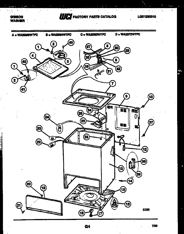 CABINET PARTS Diagram and Parts List for WA28F2WTFC  Gibson Washer