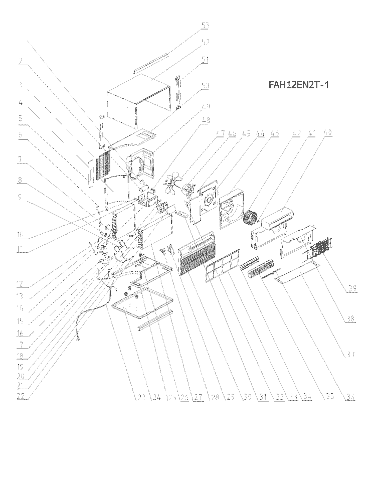 RECOMMENDED SPARE PARTS Diagram and Parts List for FAH12EN2T  Frigidaire Air Conditioner