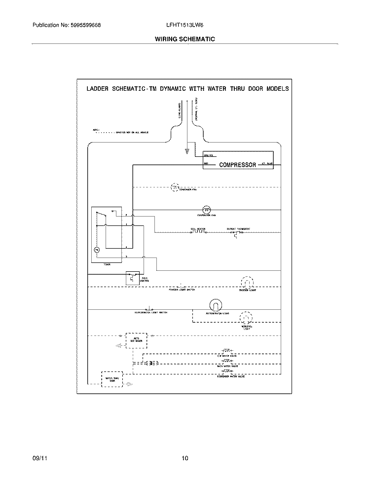 WIRING SCHEMATIC Diagram and Parts List for LFHT1513LW6  Frigidaire Refrigerator