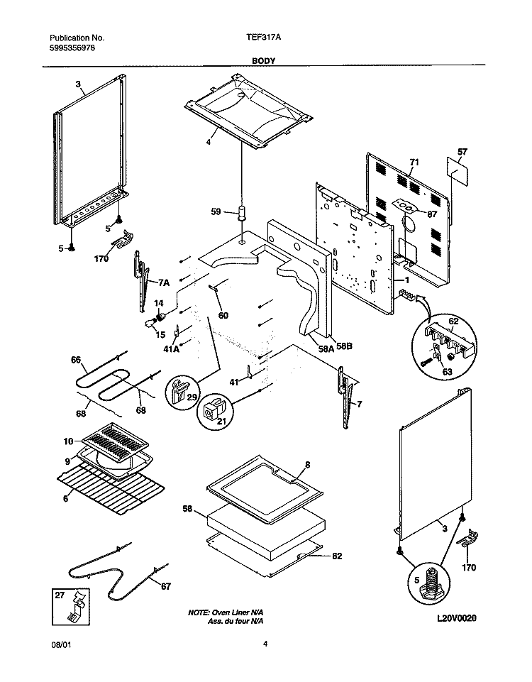 BODY Diagram and Parts List for TEF317AUA  Tappan Range