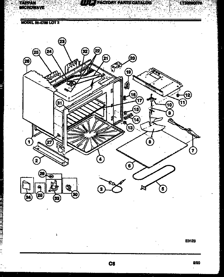 BODY PARTS Diagram and Parts List for 56-4788-10-02  Tappan Microwave