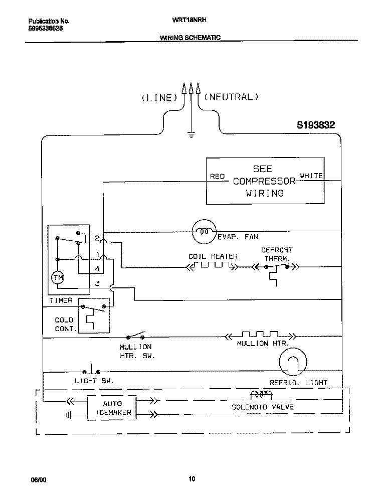 WIRING DIAGRAM Diagram and Parts List for WRT18NRHW1  Frigidaire Refrigerator