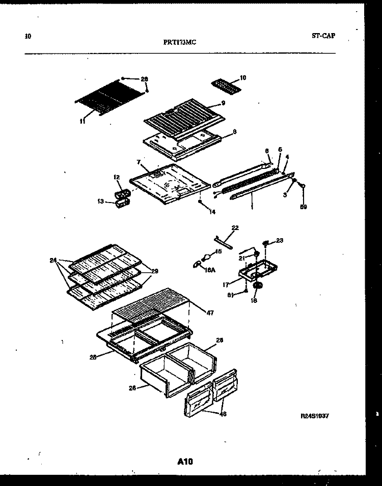 SHELVES AND SUPPORTS Diagram and Parts List for PRT173MCD2  Frigidaire Refrigerator