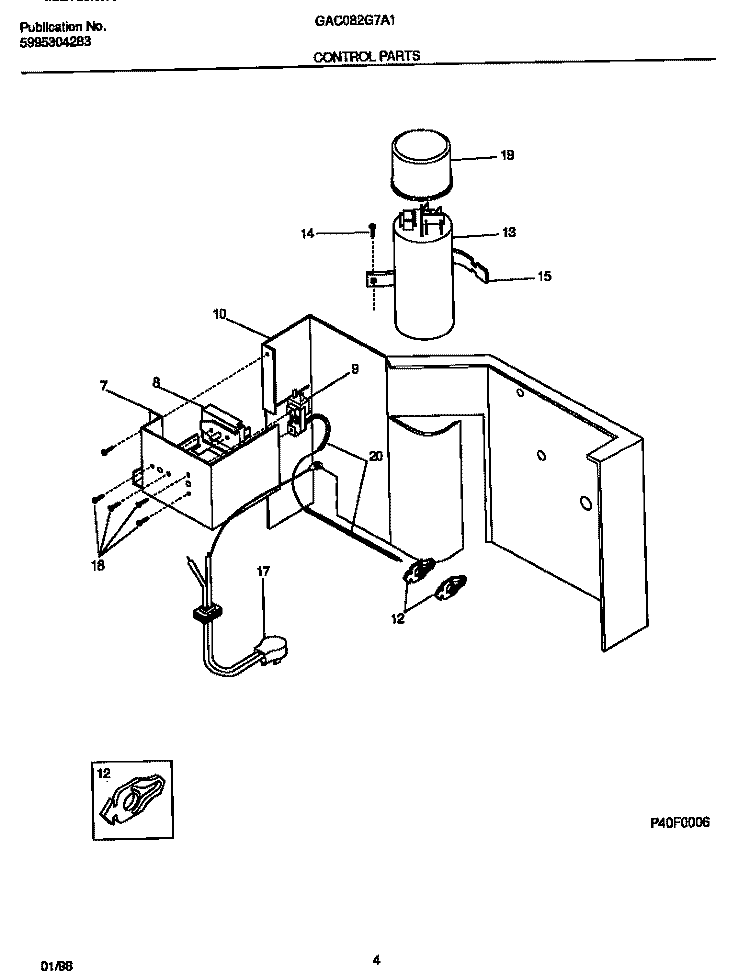CONTROL PARTS Diagram and Parts List for GAC082G7A1  Gibson Air Conditioner