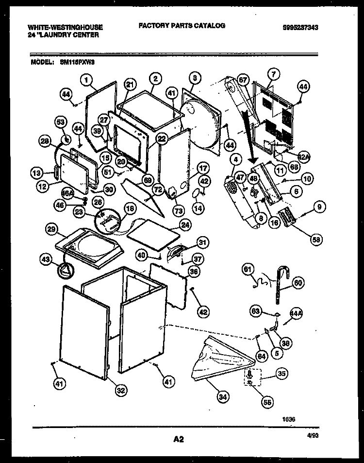 CABINET PARTS AND HEATER Diagram and Parts List for SM115PXD3  Frigidaire Washer