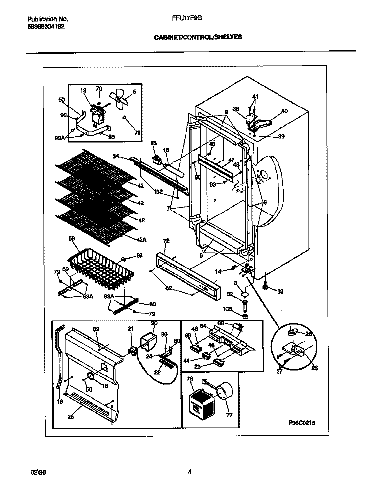 CABINET Diagram and Parts List for FFU17F9GW0  Frigidaire Freezer