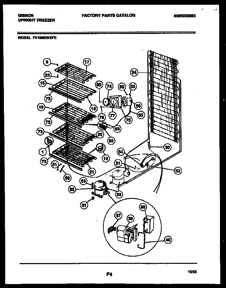 SYSTEM AND ELECTRICAL PARTS Diagram and Parts List for FV19M2WXFE  Gibson Freezer