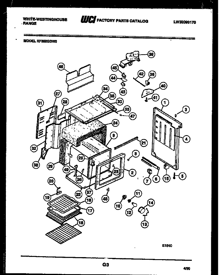 BODY PARTS Diagram and Parts List for KF350GDV6  Frigidaire Range