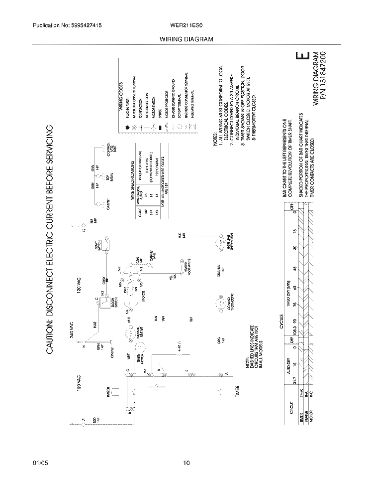 WIRING DIAGRAM Diagram and Parts List for WER211ES0  Westinghouse Dryer