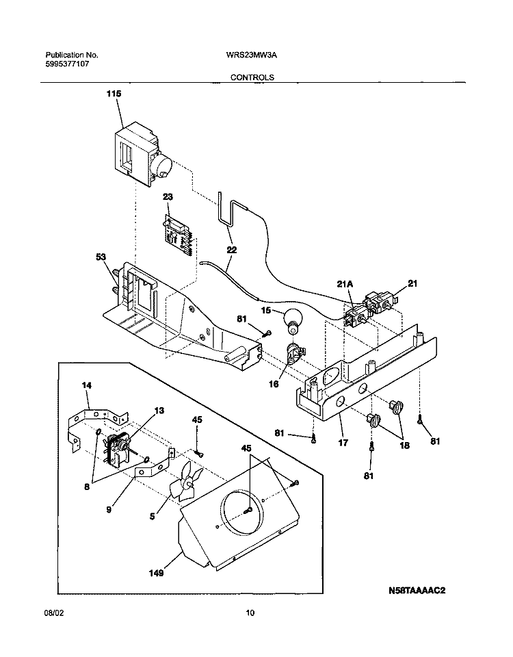 CONTROLS Diagram and Parts List for WRS23MW3AW4  Westinghouse Refrigerator
