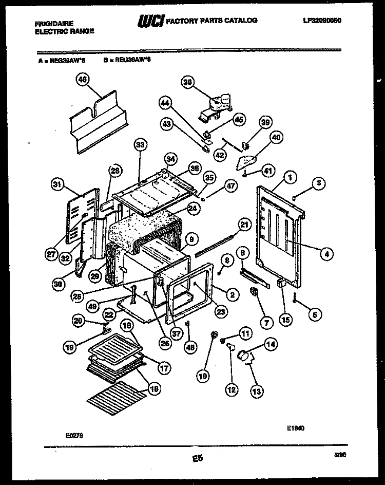 BODY PARTS Diagram and Parts List for REG36AL5  Frigidaire Range