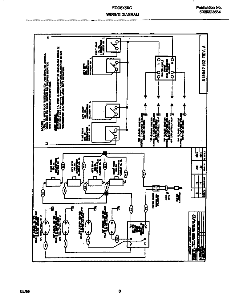 WIRING DIAGRAM Diagram and Parts List for FGC6X5XGBA  Frigidaire Cooktop