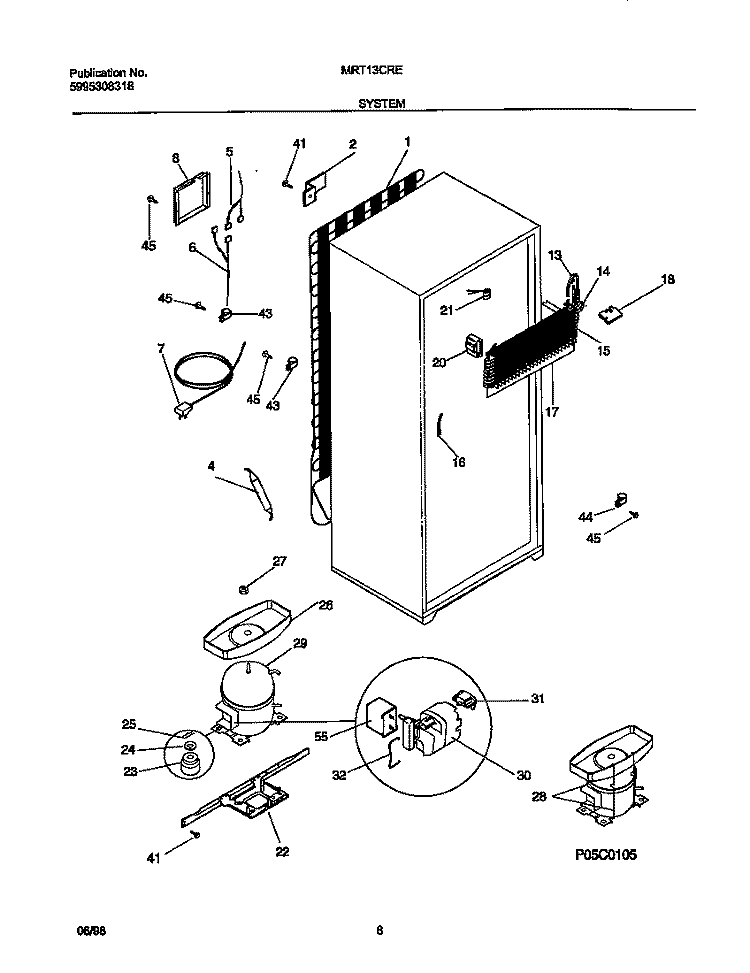 SYSTEM Diagram and Parts List for MRT13CREW3  Uni Refrigerator