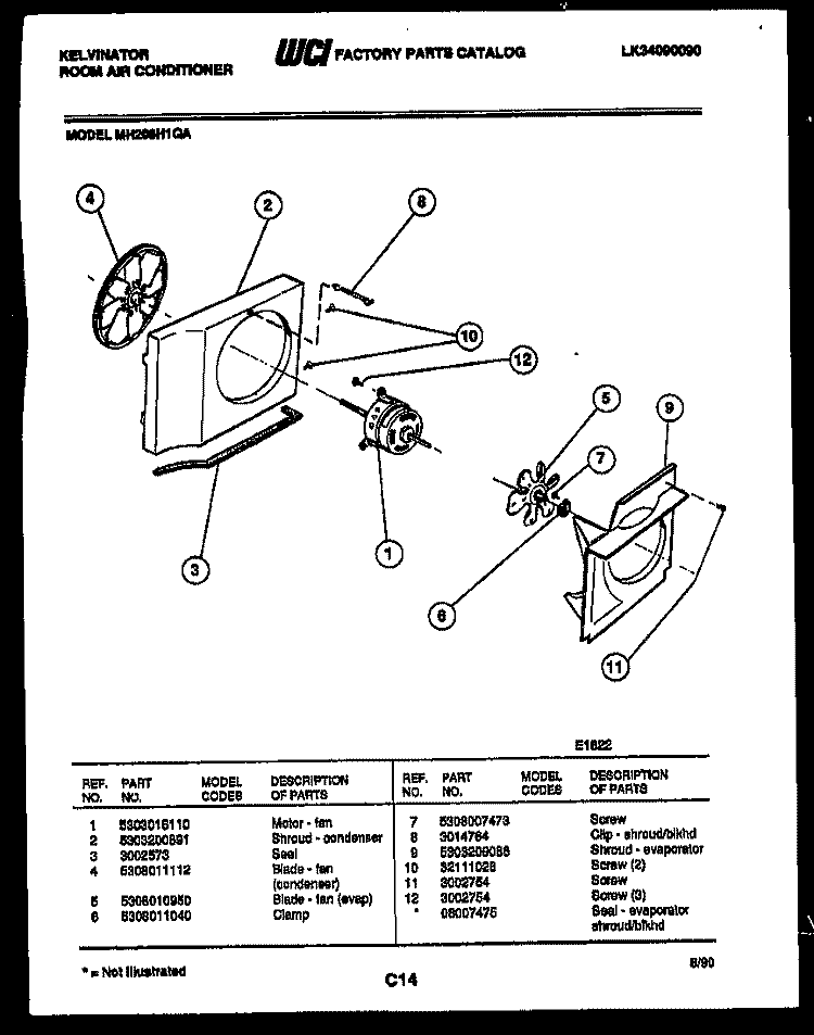 AIR HANDLING PARTS Diagram and Parts List for MH208H1QA  Kelvinator Air Conditioner