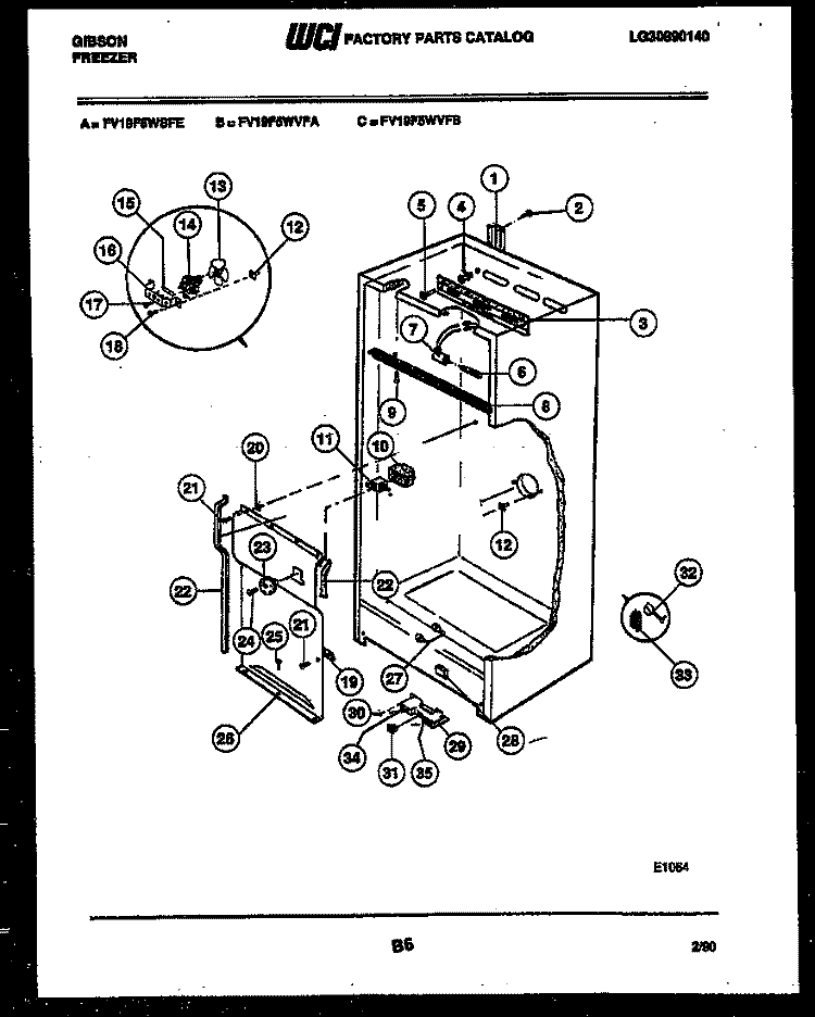 INTERIOR PARTS Diagram and Parts List for FV19F5WVFB  Gibson Freezer