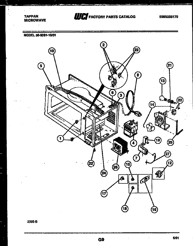 FUNCTIONAL PARTS Diagram and Parts List for 56-9281-10-01  Tappan Microwave