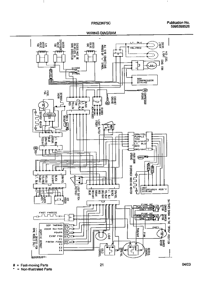 WIRING DIAGRAM Diagram and Parts List for FRS23KF5CQ0  Frigidaire Refrigerator